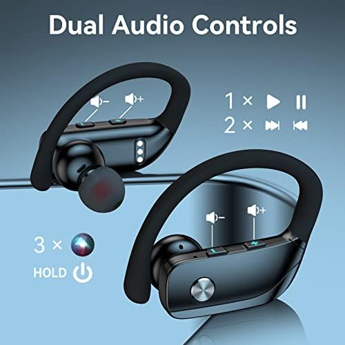 FK מסחר באוזניות אלחוטיות עבור CAT S62 אוזניות Bluetooth 48 שעות משחקות אוזניות ספורט אחוריות עם תצוגת LED תצוגת אוזניים עם אוזניים מובנות מיקרופון