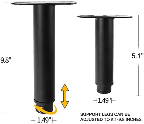 רגל תמיכה מרכזית בגובה מתכוונן למסגרת מיטה 5.1 -9.6 2 יחידות ריהוט קבין ספה לוחות החלפת רגלי מתכת וכו'.