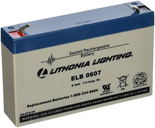תאורת ליטוניה ELB 06042 בלילת החלפת חירום של סוללה, 6 וולט, 250 וואט, שחור & EU2C M6 תאורת חירום עם 2 מנורות LED, ריבוע, שנהב לבן