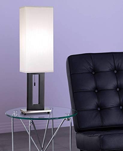 360 תאורה צף מלבן מודרני שולחן מנורת 30 גבוה שחור מוברש ניקל מתכת בסיס כבוי לבן צל דקור לסלון חדר שינה בית המיטה שידה בית משרד כניסה קריאה