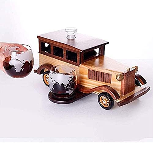 משקאות-בקבוקי יין ויסקי לגין יין לגין יצירתי נהיגה רכב בצורת בית בר 3 יחידות ויסקי לגין סט עם עץ רכב עבור משקאות בורבון