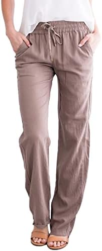 מכנסי פשתן של אתקיה נשים רחבות רגליים רחבות המותניים עם מכנסי כותנה רכים עם מכנסי כותנה עם כיסים מכנסיים מזדמנים של נשים
