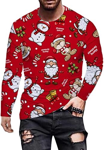 Mekouiye סוודר חג מולד מכוער לסנטה צוואר צוואר שרוול ארוך חולצות חג המולד חג המולד עץ סנטה עץ המסיבה המודפסת