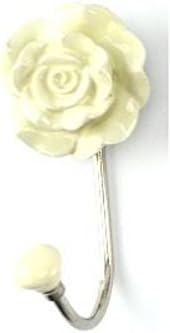 סט של 2 פרחי ורד קרמיקה מפתח קרמיקה מעיל וו וו קיר וו