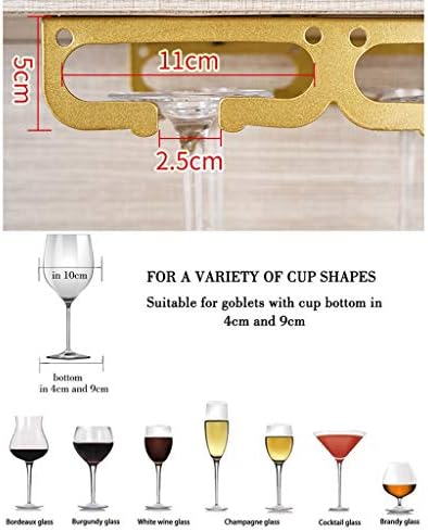 מתלה זכוכית יין - תחת ארון מחזיק כלי גזע משקפיים מארגן מתכת קולר לאחסון גביע זכוכית יין מטבח J112, PIBM, שחור, 4 משבצות