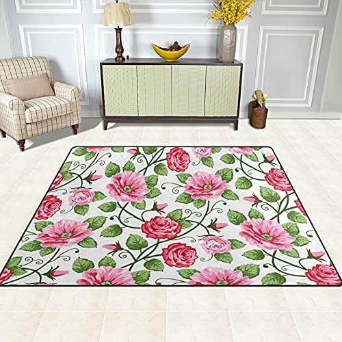 Baxiej ורדים פורחים פרחים שטיחים באזור גדול שטיחים משתלת שטיח פליימאט לילדים משחק חדר שינה חדר חדר שינה 80 x 58 אינץ ', שטיח דקורטיבי ביתי
