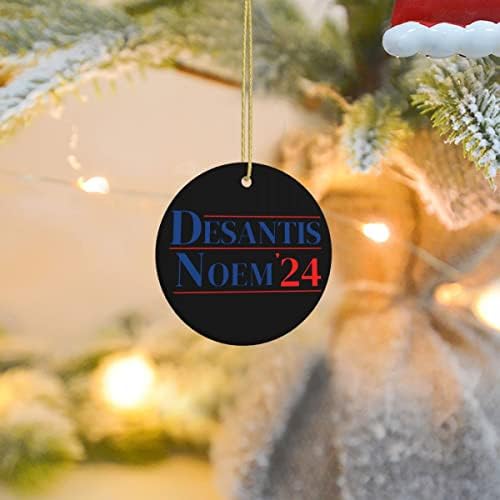 דסנטיס נועם 2024 קישוט חג המולד, המושל רון דסנטיס שמור על קישוט עץ קרמיקה ללא פלורידה, טראמפ דסנטיס 2024 קישוטים תלויים, מתנת חג המולד עם חבל זהב
