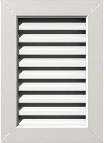 Ekena Millwork Vent Gable Vent: פונקציונלי, PVC Gable Vent w/ 1 x 4 מסגרת לקצץ שטוח 23 W x 35 H