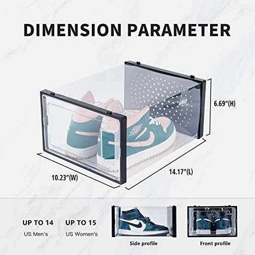 AOHMPT 36 חבילה מארגן נעליים ברור קופסת נעליים תיבת נעליים פחי אחסון מתקפלים קופסת מיכל נעליים פחי נעליים בגודל גדול