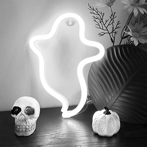 Yayfazy Cool Ghost Ghost Chooloween שלטי ניאון אורות עיצוב גותי עיצוב גותי חדר ורוד סוללה או USB מופעל לבית, ילדים, בר, פסטיבל, יום הולדת, חג המולד