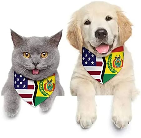 דגל אמריקאי ובוליביה כלב בנדנה מתכווננת צווארון חיות מחמד צעיף משולש משולש חמוד לחתולי כלבים