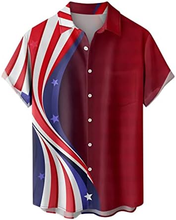 הוואי באולינג חולצות לגברים קצר שרוול כושר עצמאות יום פורמליות כפתור חולצה חוף מזדמן חג אלוהה חולצה