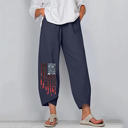 מכנסי עבודה של אתקיה משרד מכנסי מותניים גבוהים מזדמנים לנשים כותנה פשתן רגל רחבה קפריס נשים קיץ קצוץ