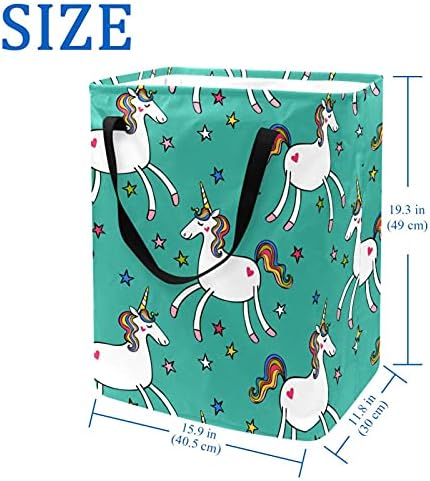 כוכבי סוס חד קרן דפוס כביסה סל כביסה גדול מארגן מבד סל תיקיית כביסה מתקפלת עם ידיות