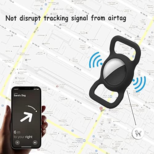 מחזיק צווארון כלבים של Grocerwell, תואם לגשש GPS של AirTag, מקרה מגן נגד אבוד נגד כיסוי סיליקון רך אנטי-סקרט, מתאים לתרמיל בית הספר לילדים שקית כלבים