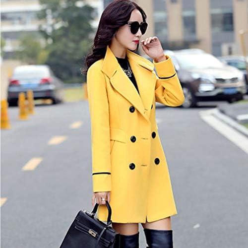 מעילי Timemeans לנשים מעילים לנשים צמר צמר מעיל חזה כפול חזה אלגנטי עבודה ארוכה משרד ז'קט אופנה צהוב