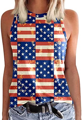 גופיות מיכל 4 ביולי לנשים אימון אימון דגל אמריקאי פטריוטי חולצות חולצות טוניקה ללא צוואר צווארון טוניקה ללא שרוולים