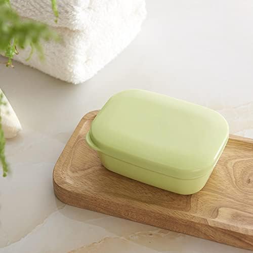 קופסת סבון ניידת עם כיסוי לטיול עסקים עם שכבת ניקוז קופסת סבון ידנית קופסת סבון מלבנית צהוב