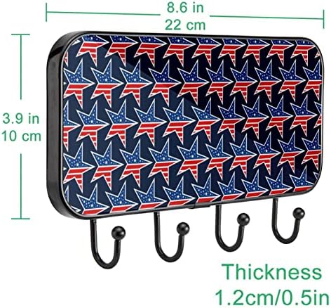 אמריקה כוכבים דפוס כחול אדום הדפס מעיל קיר קיר קיר, מתלה מעיל כניסה עם 4 חיבור לעיל מעיל גלימות ארנק מגבות חדר אמבטיה כניסה לסלון