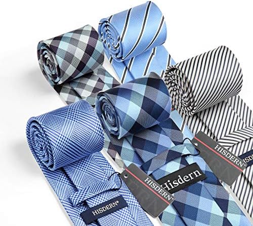 עניבות גברים סט 5 יחידות אוסף עניבה וכיס עניבות עסקיות רשמיות אריזת מתנה חתונה עניבה לגברים