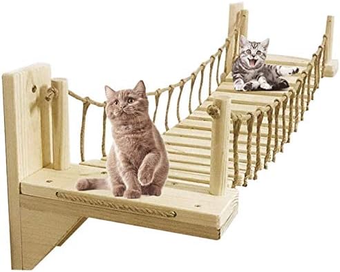 1992 חתול ריהוט חתול גשר קיר רכוב לשחק וטרקלין צעצוע חתול עץ מגדל עבור חיות מחמד - טבעי צבע, אורך 100 סנטימטר/39.4 אינץ חתול עץ