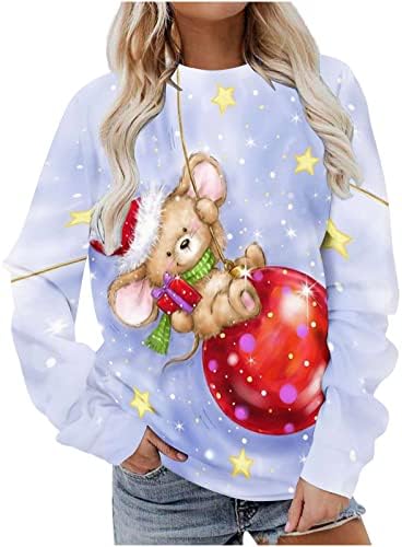 נשים גדול חולצות חג המולד גמד שלג ארוך שרוול אימון בסוודרים חמוד איילים דוב מקרית חולצות