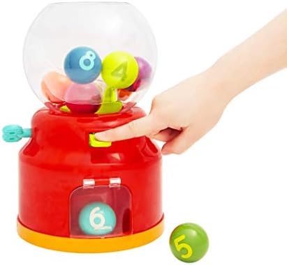 באטאט - מתקן כדור לילדים-מיני מכונות אוטומטיות צעצוע-10 כדורי מספר צבעוניים-מספרים וצבעים מכונת מסטיק-פעוטות-12 חודשים+, אדום