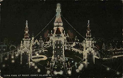 פארק לונה בלילה קוני איילנד, ניו יורק ניו יורק גלויה עתיקה מקורית