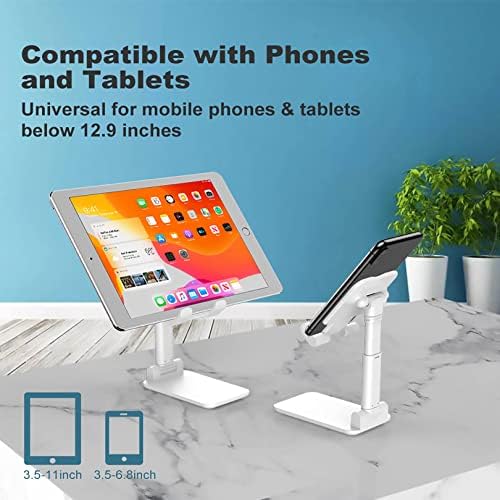 ABAIPPJ שולחני שולחן עבודה טלפון סלולרי מחזיק טאבלט סטנד אוניברסלי לטלפונים ניידים וטאבלטים מתחת לגיל 12.9 אינץ ' - זווית גובה מתכווננת