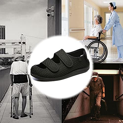 נעלי בית סוכרתיות של GYCDWJH לגברים, סנדלים סוכרתיים נושמים מתכווננים, הנעלה אורתופדית נוחה לקשישים או לאנשים עם סוכרת