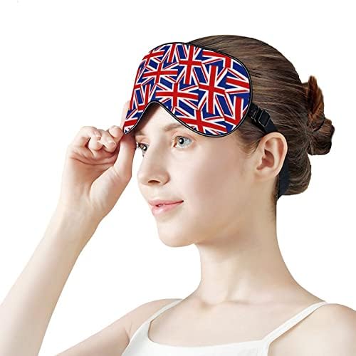 דפוס דגל בריטי מסכת עיניים שינה כיסוי עיניים עם חסימות רצועה מתכווננות עיוורת קלה לנסיעות יוגה ישנה תנומה