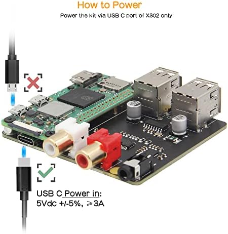 תורת חנון Raspberry Pi Zero 2 W hifi dac Hat, x302 PCM5122 Hifi DAC כרטיס שמע ו 4-יציאה לרכזת USB תואמת ל- Raspberry Pi Zero 2 W / Zero W