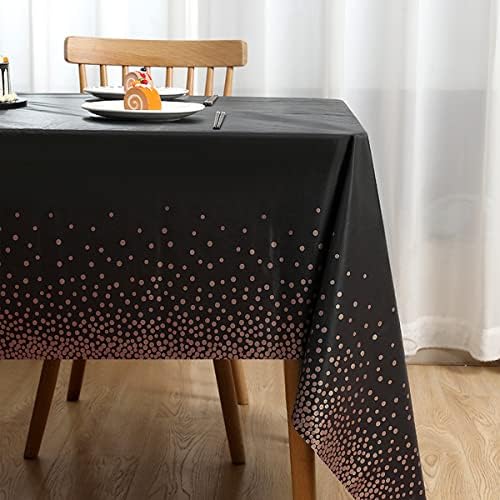Jepeux 2 אריזה שחור ושושן מפת מפת מפת מפלסטיק, 54 X108 מכסה שולחן נקודה חד פעמי מלבני, מתאים למסיבת יום הולדת, סיום מפת מסעדה