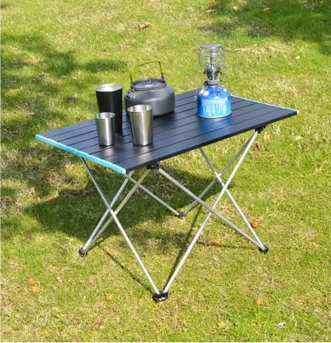 שולחן קמפינג שולחן מתקפל קטן עם שקית אחסון קל להרכבה ויציבה המתאימה לג'ונגל חוף הדשא החיצוני