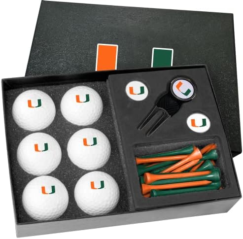 Golfballs.com קלאסי מיאמי הוריקנים חצי תריסר מתנה להגדיר עם כלי דיבוט-כדורים ריקים