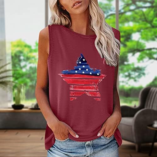 חולצת טריקו ללא שרוולים של נשים פטריוטית אמריקאית אמריקאית גופית דגל ארהב לנשים וינטג '4 ביולי חולצה ללא שרוולים ארהב גרפית טי גרפיקה
