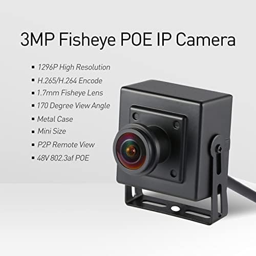 Revotech HD 3MP Mini Fishye Security מצלמת IP, עדשה 1.7 ממ מצלמה מקורה 170 מעלות זווית רחבה P2P תצוגה מרחוק CCTV VIDEO CAM H.265