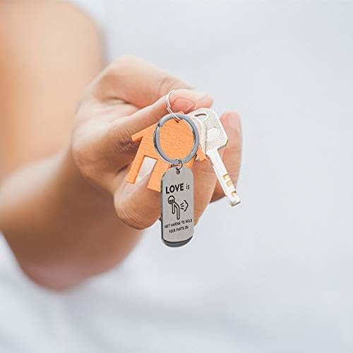 קישוטי חג האהבה עמוספון 2 יחידות אביזרי מחזיקי מפתחות מחזיקי מפתחות נירוסטה יצירתיים