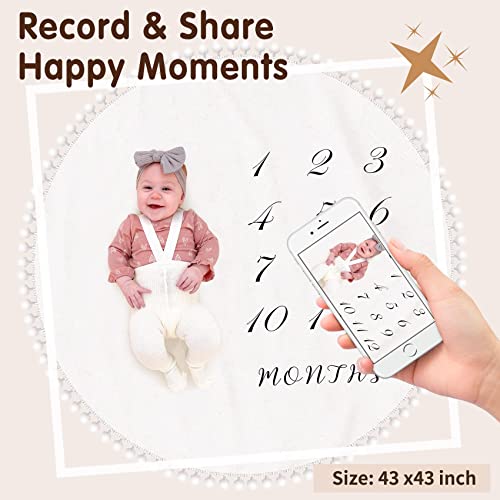 שמיכה חודשית של אבן דרך לתינוק עם כרטיסי אבן דרך כפולה ותמונת מוצר חדר כושר לתינוק עץ עם 6 צעצועי תינוק מעץ מתקפל