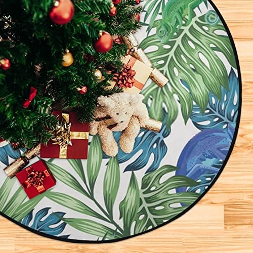 מחצלת עץ חג המולד של ג'ושואן מחצלת אטום אטום מים זיקית אקזוטי כחול כחול ירוק טרופי מחצלת עץ 28.3 אינץ 'עץ חג המולד מגן רצפה סופג