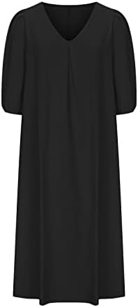 צ'יגואנד נשים כותנה פשתן קצרת שרוול שרוול שמלת טוניקה קיץ v צוואר מזדמן שמלות חוף ברך רופפות לחופשה