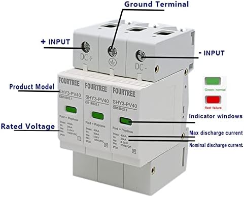 Gruni 1pcs 3p DC Solar Solar Surgector SPD 500V 600V 800V 1000V חיצוני חשמל חיצוני מכשיר הגנה על ברק