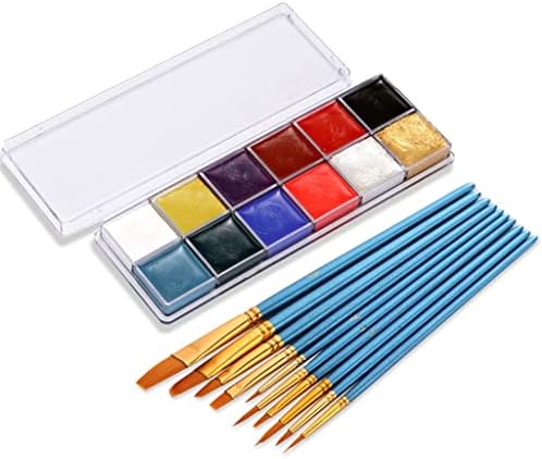 FKSDHDG 12 צבעים שמנים איפור ליל כל הקדושים צבע צבע צבע גוף צבעים דרמטיים, קל לניקוי