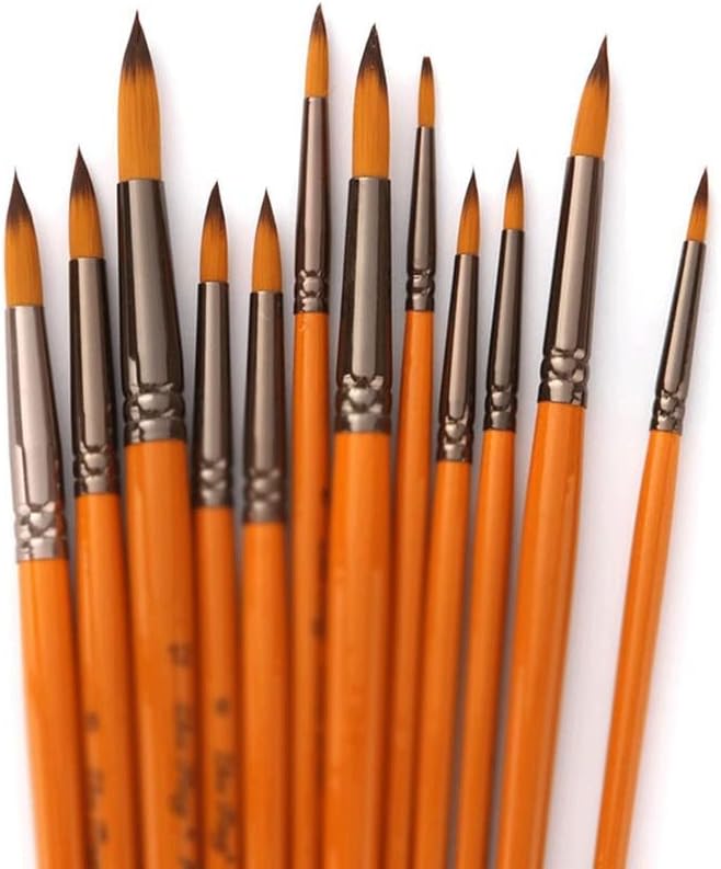 CXDTBH 12 יחידות/סט עט עט קווי עט ניילון מברשות צבע עץ לעץ לצבעי שמן בצבעי שמן ערכת ציוד אמנות