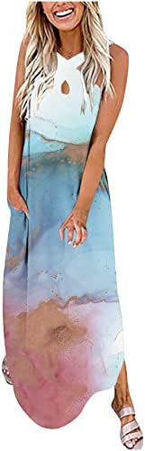 שמלת מקסי מזדמנת של נשים אופנה Crisscross נגד צוואר שמלה ארוכה ללא שרוולים הדפס פרחוני שמלת חוף קיץ שמלת קיץ