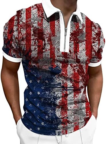Ruiruilico Mens American Flag Flag חולצת פולו פטריוטית 4 ביולי חולצת טי קיץ רופפת כושר שרוולים קצרים רטרו גולף ספורט פולו
