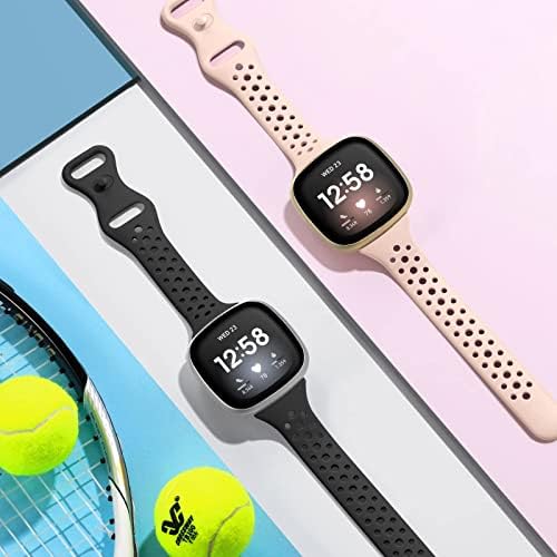 LAFFAV תואם להקות Fitbit Sense/Fitbit Versa 3 4 להקות לנשים, 4 חבילות עמידות רך סיליקון רך צמיד רצועת כף היד רצועת כף היד, Small גדול