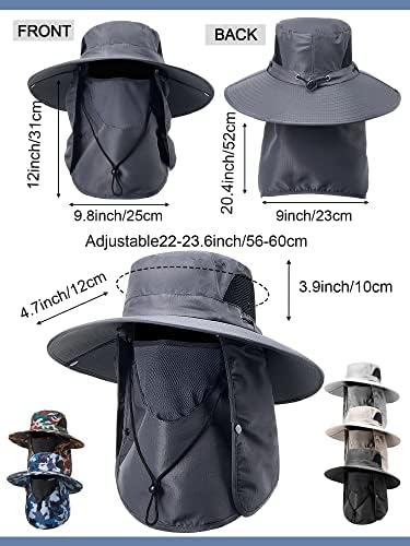 Leumoi 6 PCS כובע דיג לגברים נשים אטום למים כובע שוליים עם כיסוי פנים וכיסוי צוואר חיצוני הגנה על UV כובע טיולים לטיולי גינה לדיג, 6 צבעים