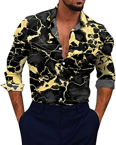 כפתור לגברים XXBR למטה חולצות מזדמנים, רחוב 3D דיגיטלי גרפיקה צווארון צווארון הוואי חולצה חוף שרוול ארוך