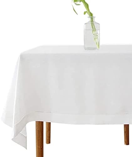 מפות שולחן מצעים מזנגים, בד שולחן בגודל 90 x 180 שולחן פשתן לבן בעבודת יד עם תפירה מפות מלבן מלבן פשתן טהור לאביב, פסחא, קיץ, חתונה, מקורה, מכונה חיצונית רחיצה